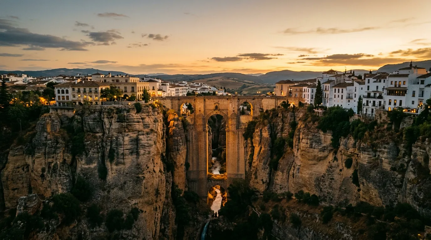 Puente Nuevo de Ronda al atardecer sobre el Tajo