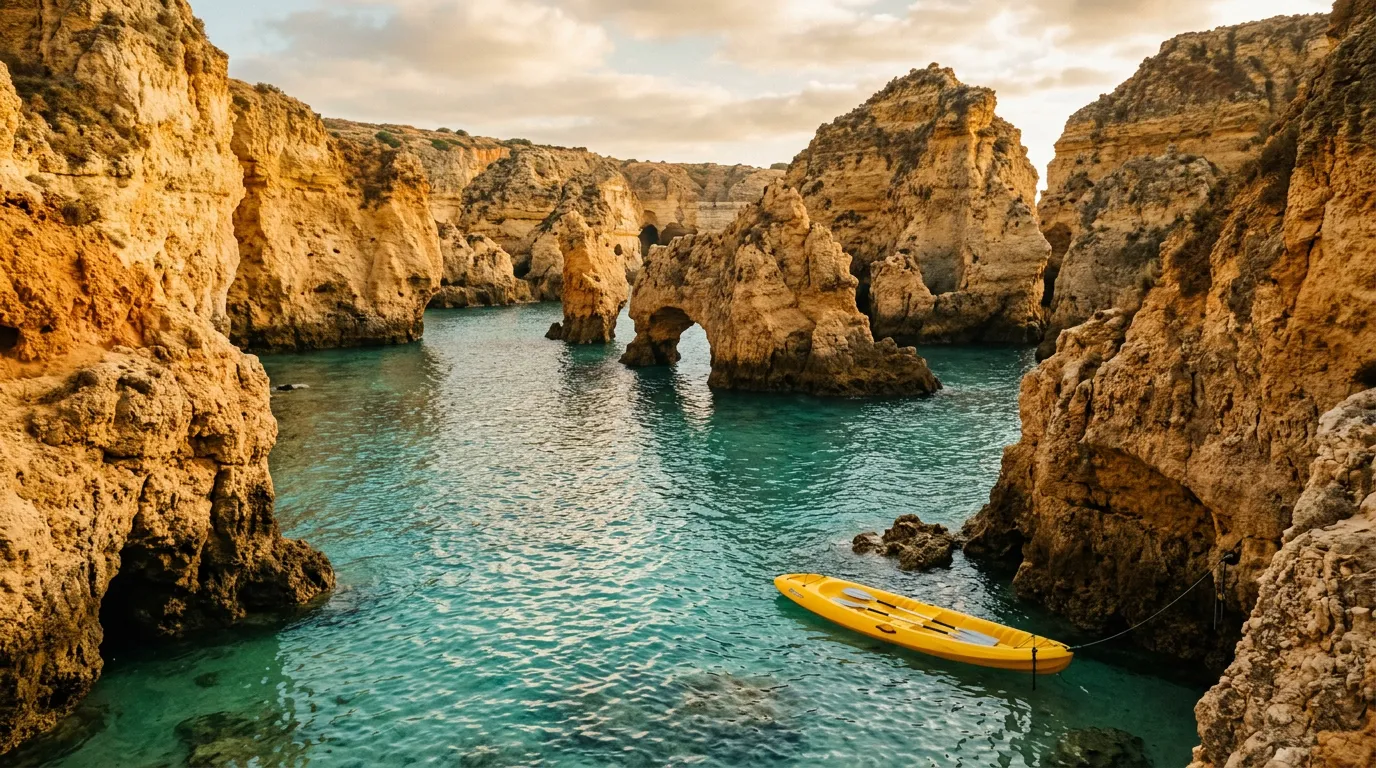 Acantilados dorados y aguas turquesas de Ponta da Piedade cerca de Lagos